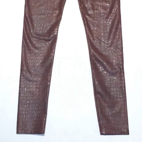 7 for all mankind brown high waist croco faux leather skinny leggings pants XS - Picture 4 of 11